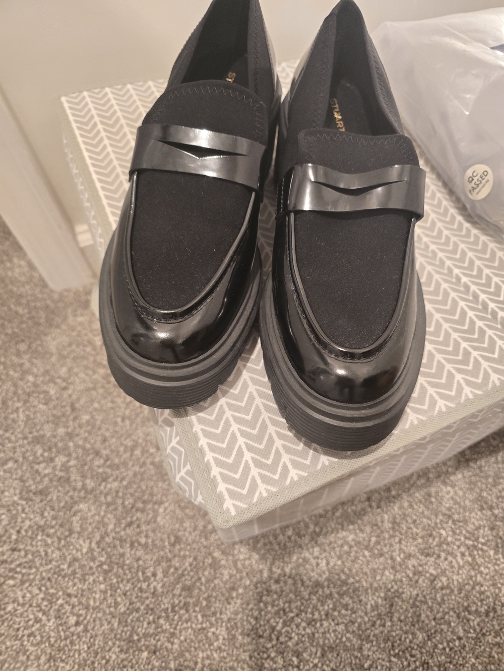 Stuart Weitzman Black Platform Loafer Pumps